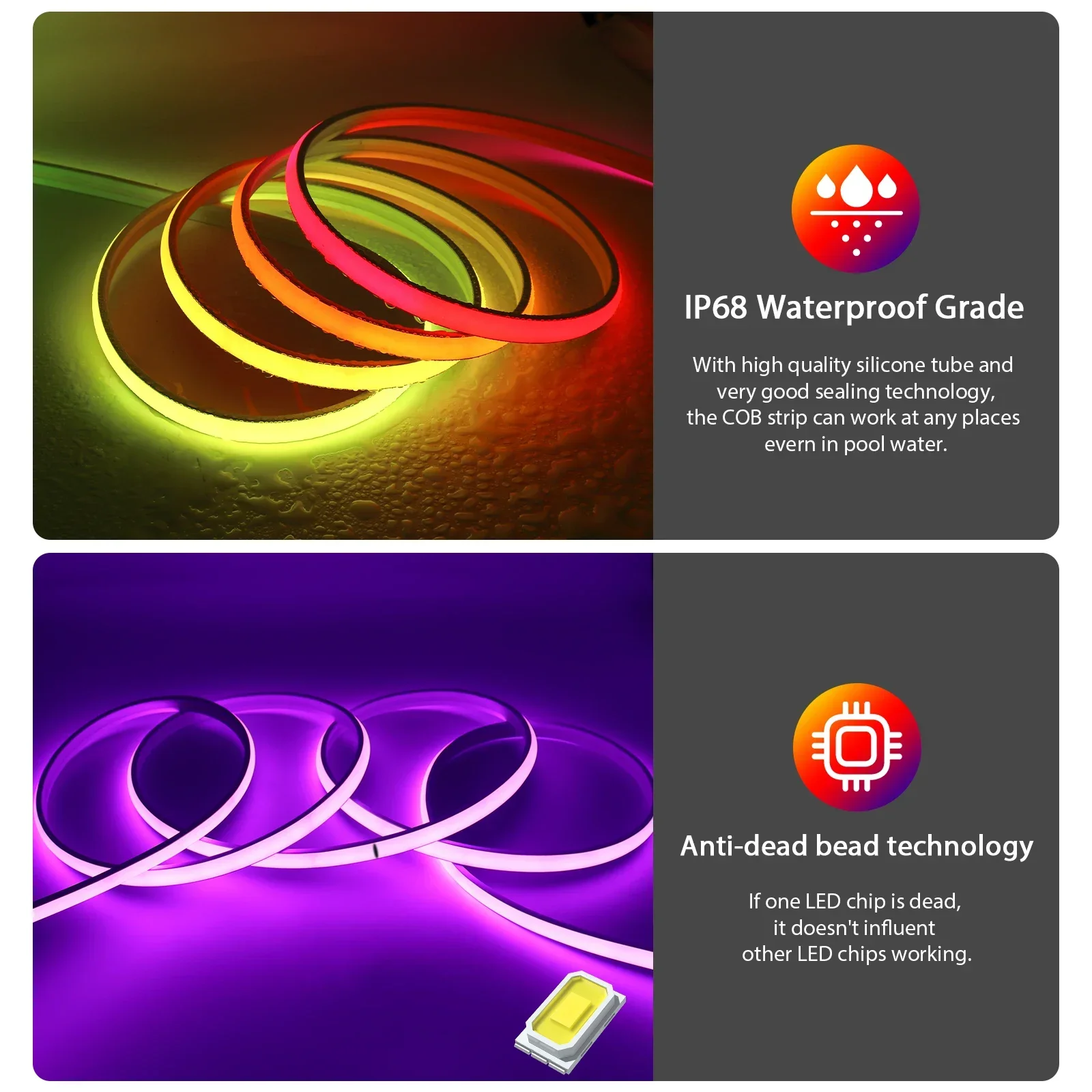 12V 24V IP68 RGBIC COB LED Str - Outdoor Power Strip Weatherproof review and price