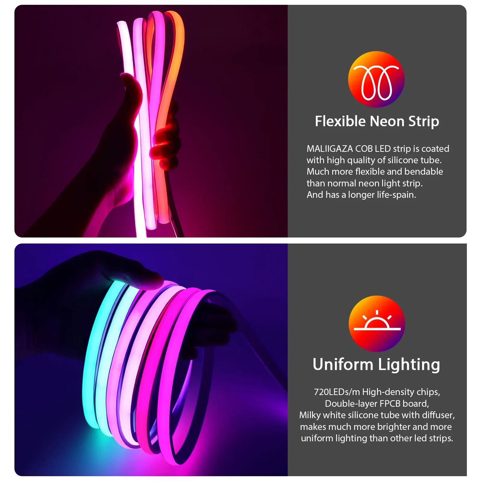12V 24V IP68 RGBIC COB LED Str - Outdoor Power Strip Weatherproof review and price