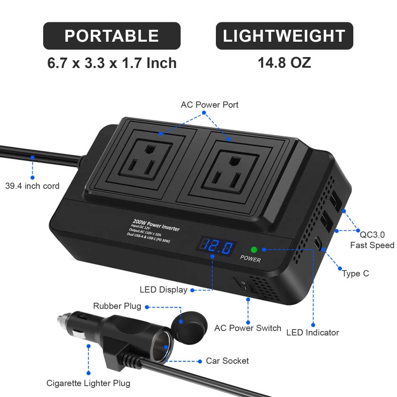 200W Car Inverter Power Conver - Outdoor Power Adapter Usb C review and price